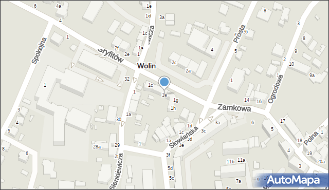Wolin, Gryfitów, 1e, mapa Wolin