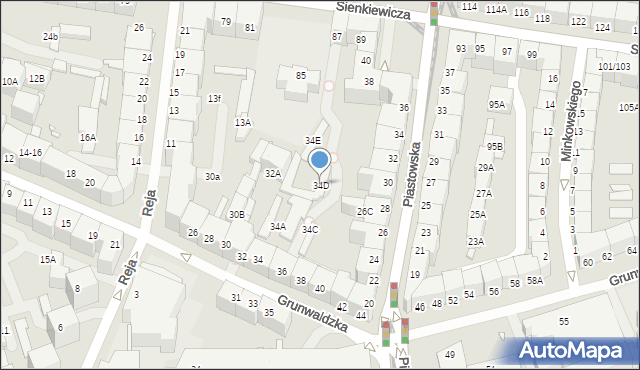 Wrocław, Grunwaldzka, 34D, mapa Wrocławia