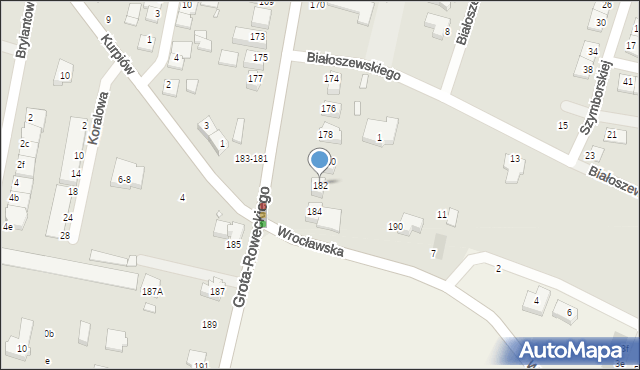 Wrocław, Grota-Roweckiego Stefana, gen., 182, mapa Wrocławia