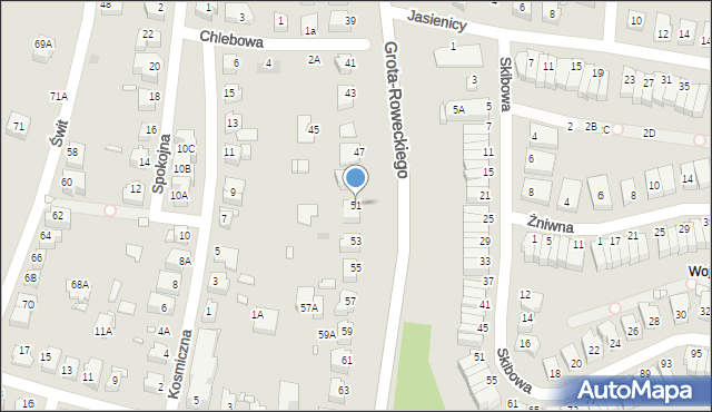 Wrocław, Grota-Roweckiego Stefana, gen., 51, mapa Wrocławia