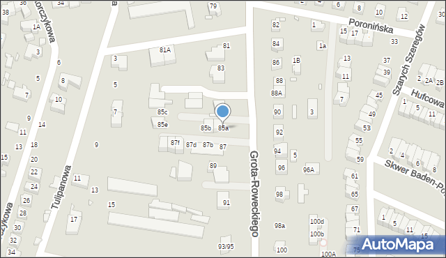 Wrocław, Grota-Roweckiego Stefana, gen., 85a, mapa Wrocławia