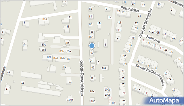 Wrocław, Grota-Roweckiego Stefana, gen., 92, mapa Wrocławia