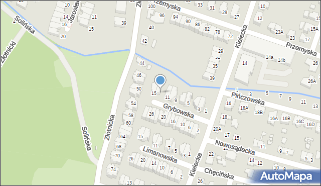 Wrocław, Grybowska, 13, mapa Wrocławia