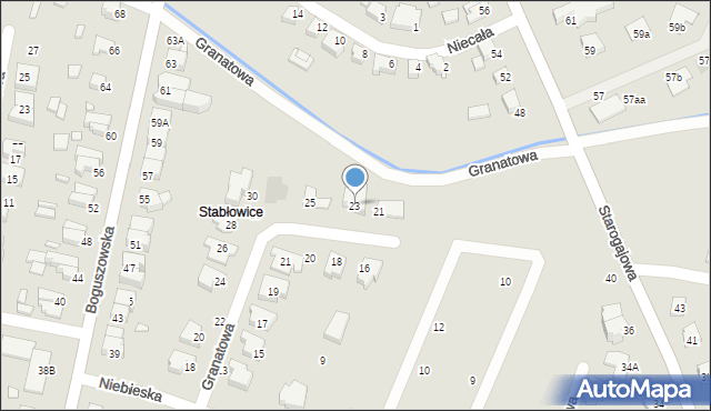 Wrocław, Granatowa, 23, mapa Wrocławia