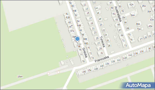 Wrocław, Grecka, 73A, mapa Wrocławia