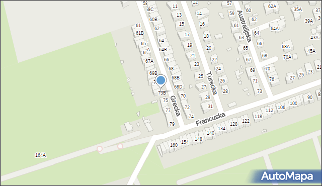 Wrocław, Grecka, 73B, mapa Wrocławia