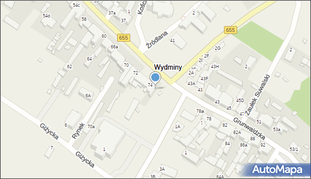 Wydminy, Grunwaldzka, 76, mapa Wydminy