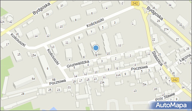 Wyrzysk, Grunwaldzka, 9, mapa Wyrzysk