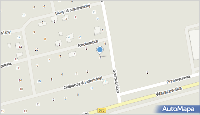 Wysokie Mazowieckie, Grunwaldzka, 3, mapa Wysokie Mazowieckie