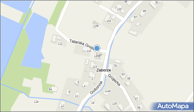 Zaborze, Grojecka, 110a, mapa Zaborze