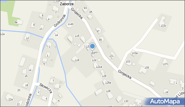 Zaborze, Grojecka, 122, mapa Zaborze