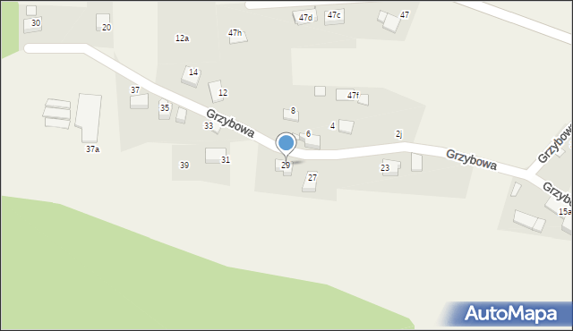 Zabrzeg, Grzybowa, 29, mapa Zabrzeg