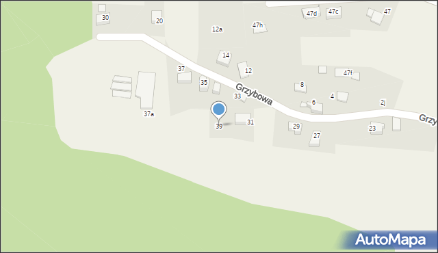 Zabrzeg, Grzybowa, 39, mapa Zabrzeg