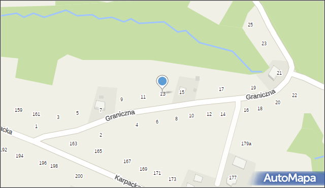 Zalasowa, Graniczna, 13, mapa Zalasowa