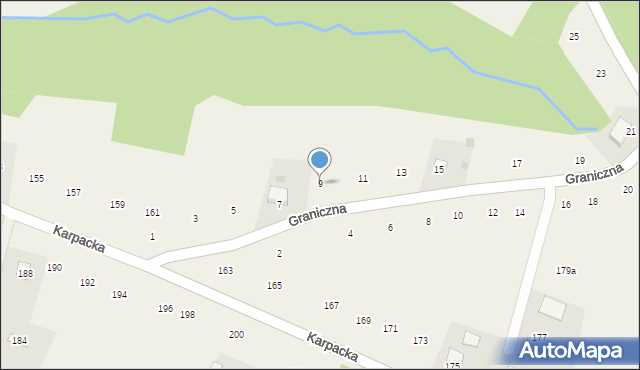 Zalasowa, Graniczna, 9, mapa Zalasowa