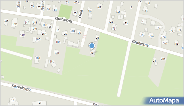 Zamość, Graniczna, 24, mapa Zamościa