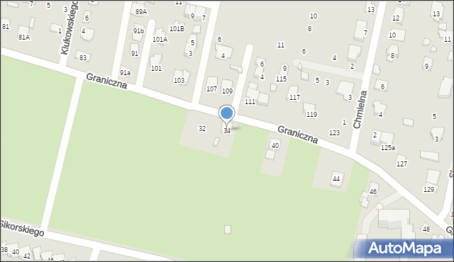 Zamość, Graniczna, 34, mapa Zamościa