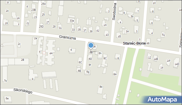 Zamość, Graniczna, 6B, mapa Zamościa