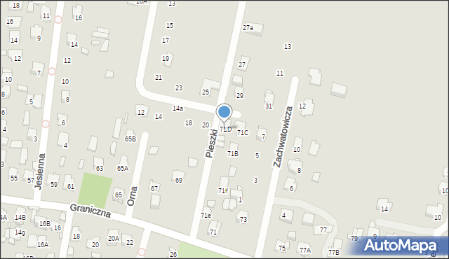 Zamość, Graniczna, 71D, mapa Zamościa