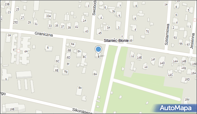 Zamość, Graniczna, 8, mapa Zamościa