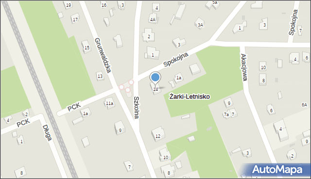 Żarki-Letnisko, Grunwaldzka, 14, mapa Żarki-Letnisko
