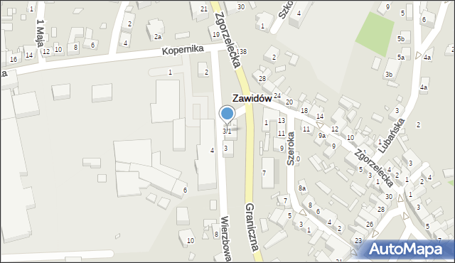 Zawidów, Graniczna, 3/1, mapa Zawidów