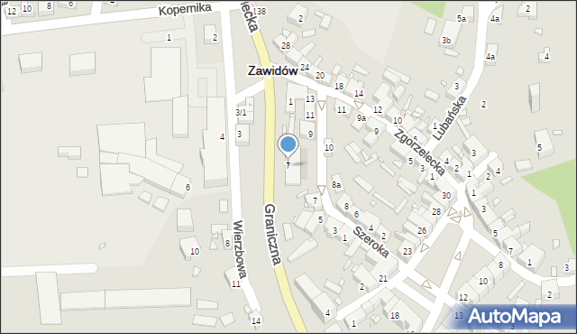 Zawidów, Graniczna, 7, mapa Zawidów