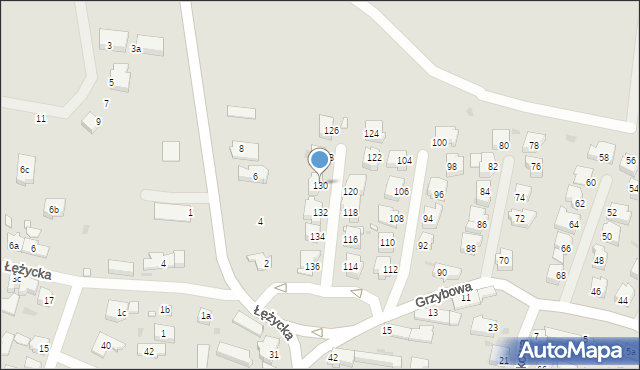 Zielona Góra, Grzybowa, 130, mapa Zielona Góra
