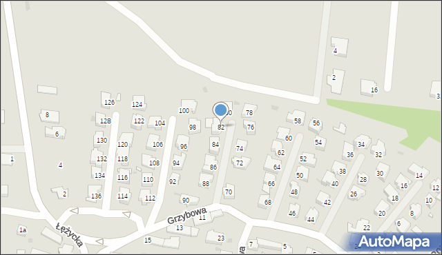 Zielona Góra, Grzybowa, 82, mapa Zielona Góra