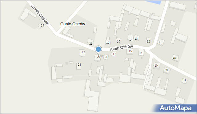 Gunie-Ostrów, Gunie-Ostrów, 20, mapa Gunie-Ostrów