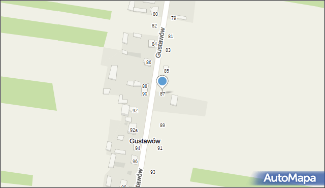 Gustawów, Gustawów, 87, mapa Gustawów