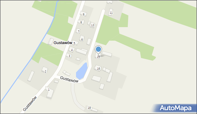 Gustawów, Gustawów, 15, mapa Gustawów