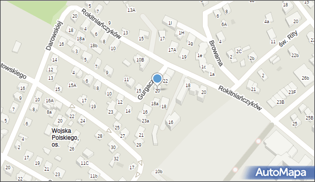 Nowy Sącz, Gurgacza Władysława, ks., 20, mapa Nowego Sącza