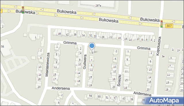 Poznań, Guliwera, 3, mapa Poznania