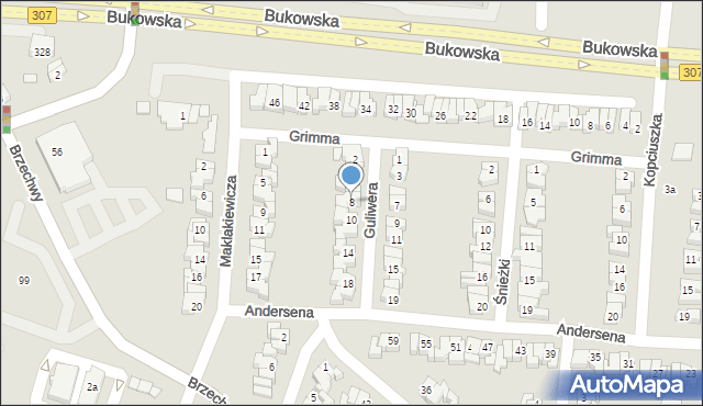 Poznań, Guliwera, 8, mapa Poznania