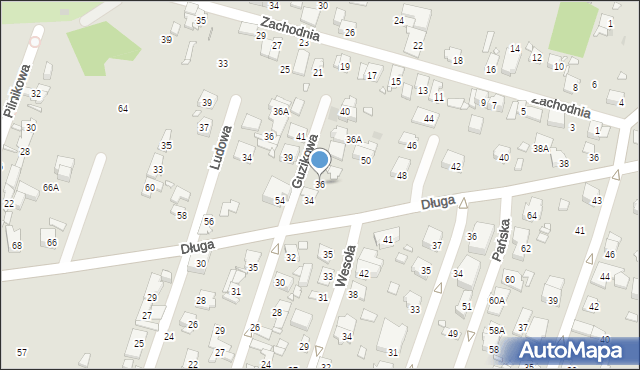 Pruszków, Guzikowa, 36, mapa Pruszków