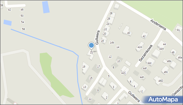 Szczecin, Guliwera, 21, mapa Szczecina