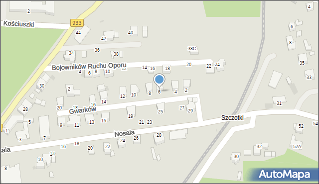 Brzeszcze, Gwarków, 6, mapa Brzeszcze