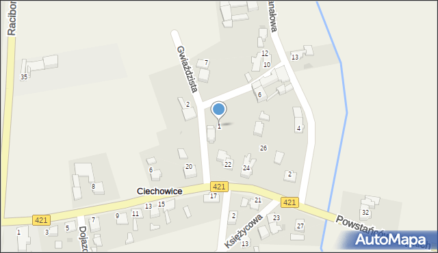 Ciechowice, Gwiaździsta, 1, mapa Ciechowice