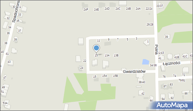 Częstochowa, Gwardzistów, 13, mapa Częstochowy