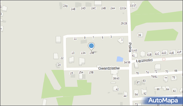 Częstochowa, Gwardzistów, 13B, mapa Częstochowy