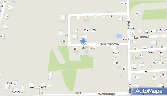 Częstochowa, Gwardzistów, 15A, mapa Częstochowy