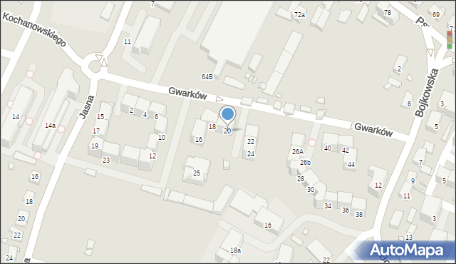 Gliwice, Gwarków, 20, mapa Gliwic