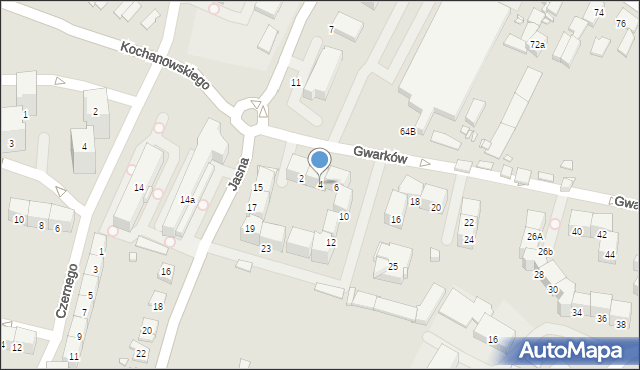 Gliwice, Gwarków, 4, mapa Gliwic