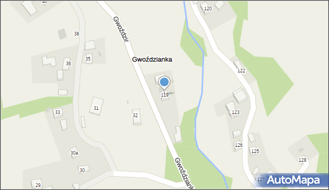 Gwoździanka, Gwoździanka, 119, mapa Gwoździanka