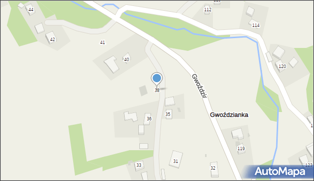 Gwoździanka, Gwoździanka, 38, mapa Gwoździanka