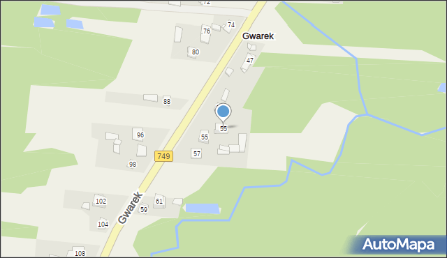 Janów, Gwarek, 55, mapa Janów