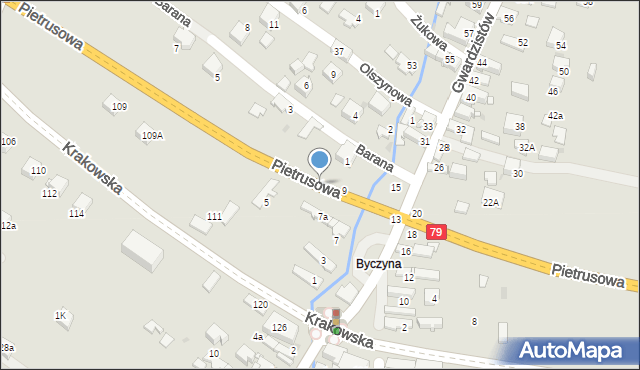 Jaworzno, Gwardzistów, 11, mapa Jaworzno