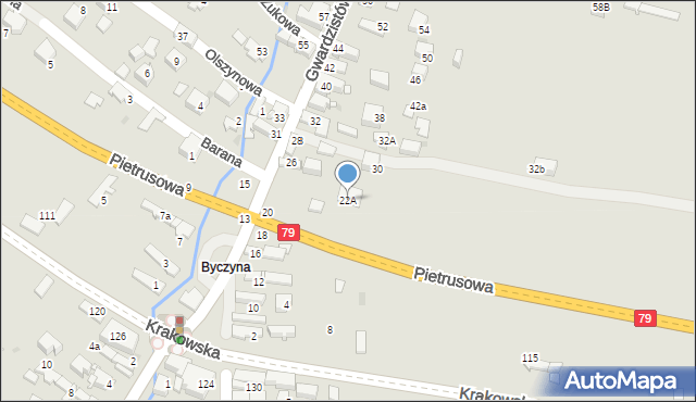 Jaworzno, Gwardzistów, 22A, mapa Jaworzno