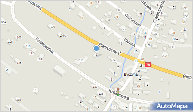 Jaworzno, Gwardzistów, 5, mapa Jaworzno